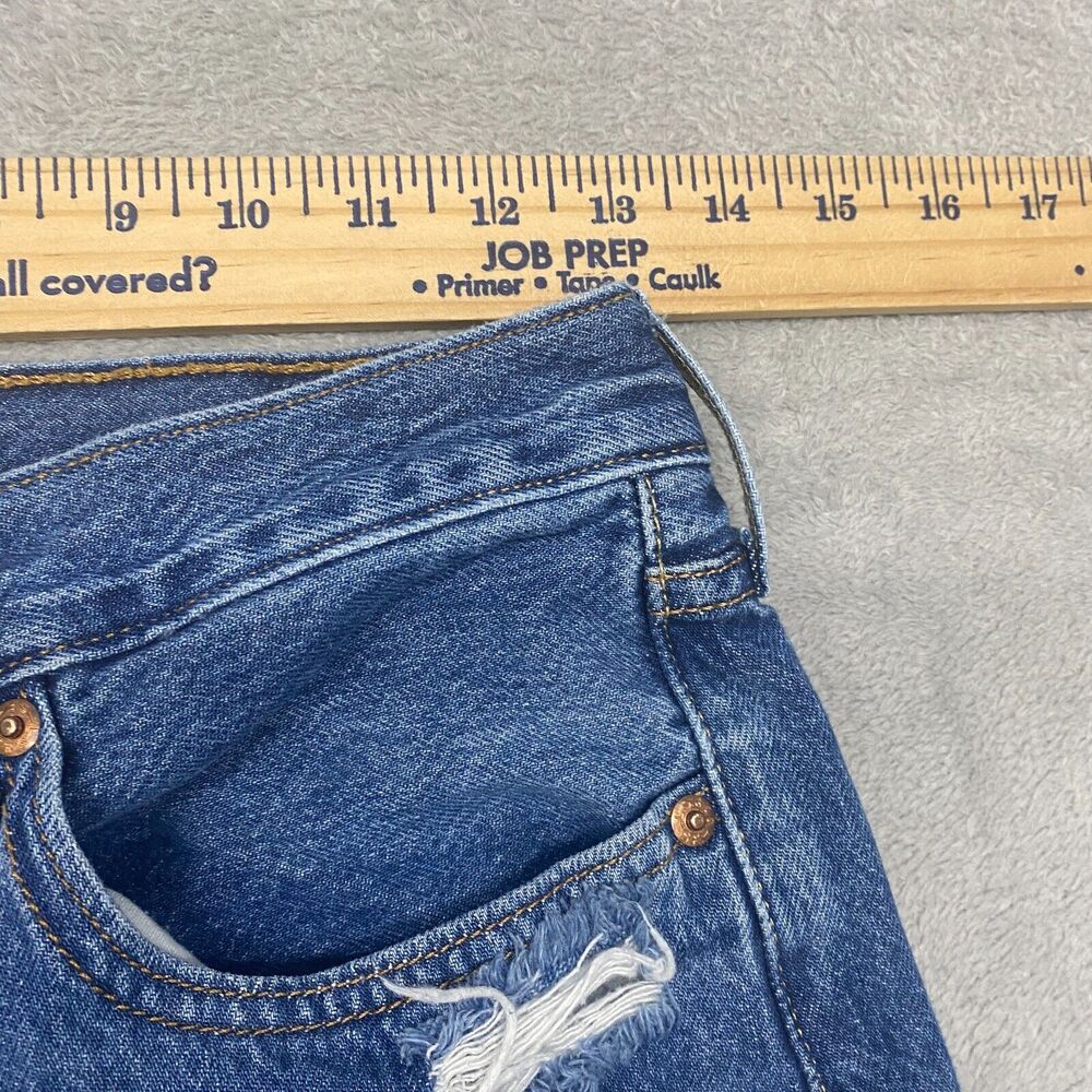 Levi's Jeans Womens 26 Blue 501 Skinny Button Fly Ripped Medium Wash Denim - Picture 4 of 15
